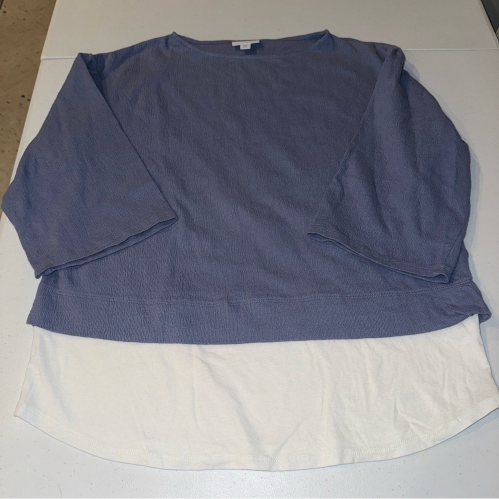 J. Jill‎ Pure Jill Purple White  Layered Look Linen Blend Top Shirt XS Petite